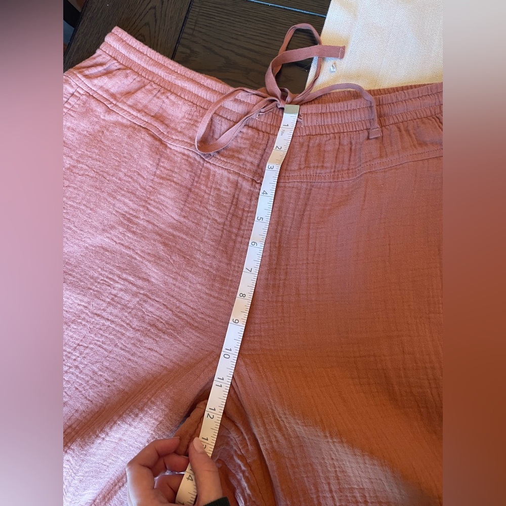 Like New 100% Cotton Relaxed Tie Waist Pants Dusty Rose Brown Large - Picture 10 of 12